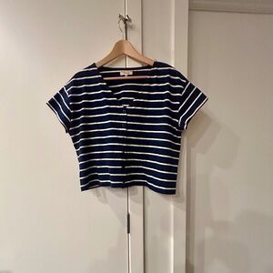 Madewell navy striped button-front tee – size L